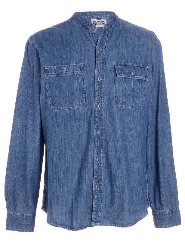 Label Charles Grandad Collar Denim Shirt