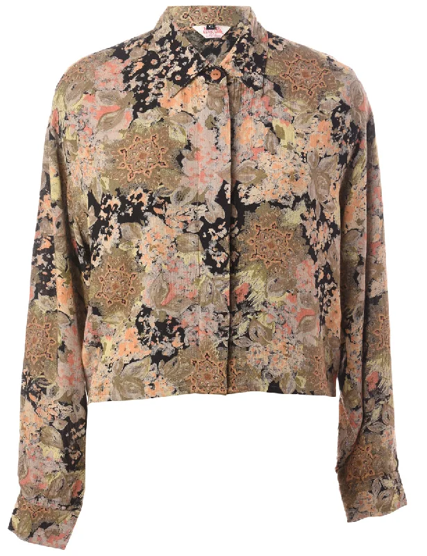 Label Claire Cropped Long Sleeve Printed Shirt