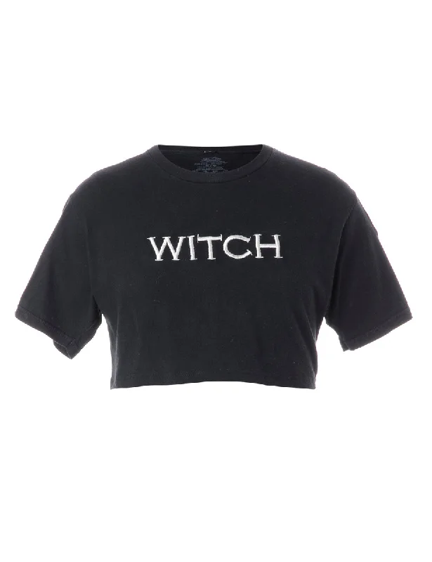 Label Embroidered Witch Crop Top