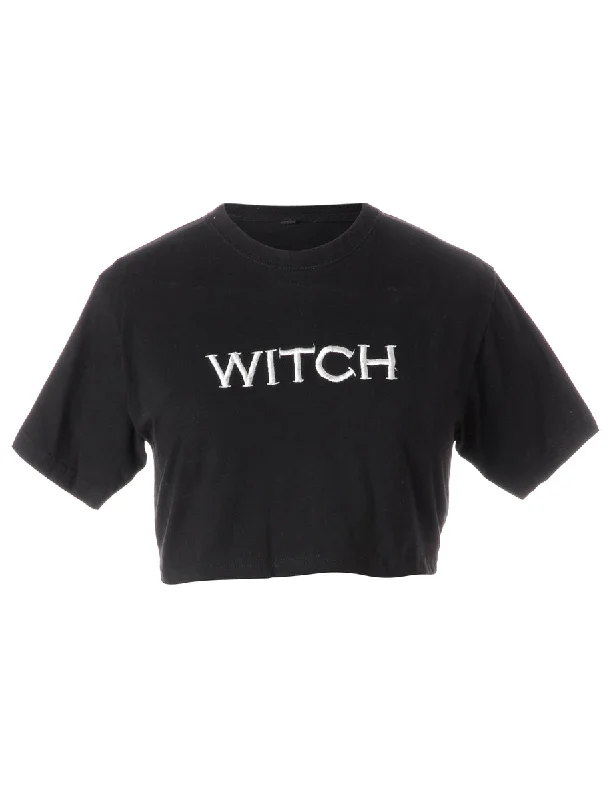 Label Embroidered Witch Crop Top