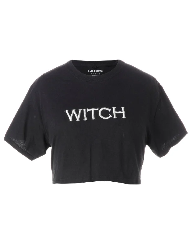 Label Embroidered Witch Crop Top