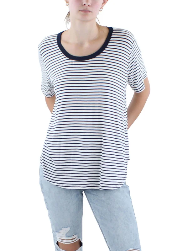 Plus Womens Striped Crewneck T-Shirt