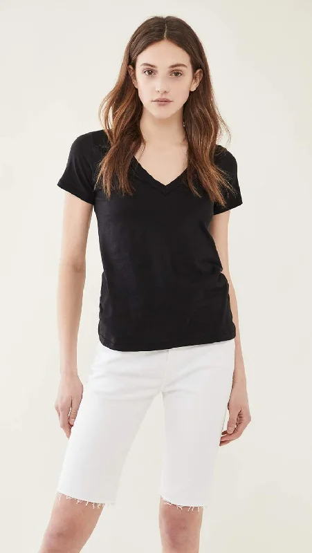 Rag & Bone Women The Vee Tee Black Short Sleeve Cotton T-Shirt