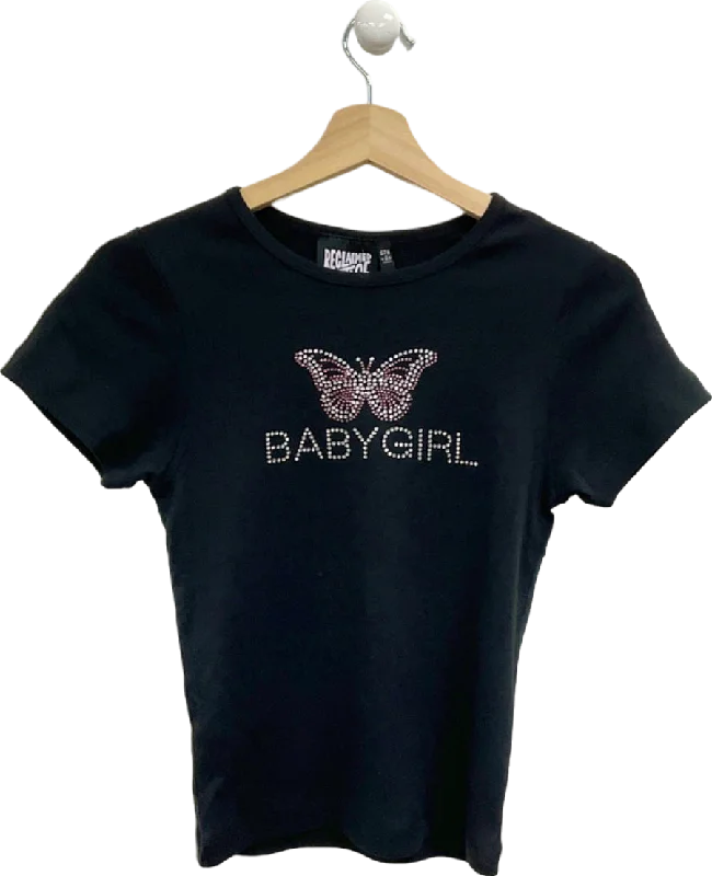 Reclaimed Vintage Black Babygirl T-Shirt UK 10