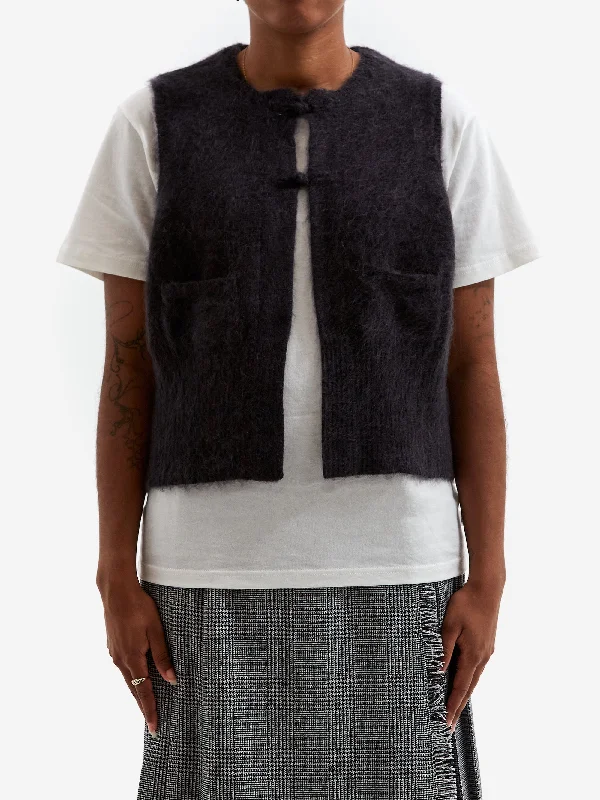 Beams Boy China Button Vest - Charcoal