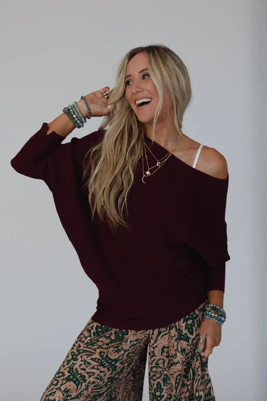 Harvest Dolman Top - Burgundy