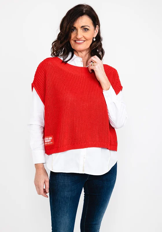 Monari Oversize Knit Vest, Red