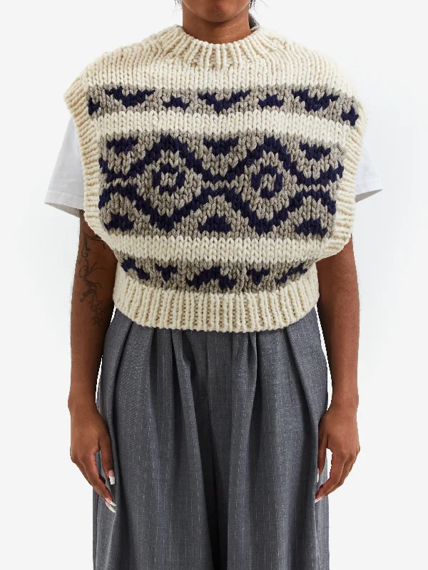 Rhodolirion Cowichan Knit Vest - Ivory