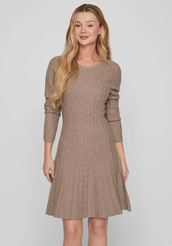 Vila Sachin Knit Skater Mini Dress, Melange