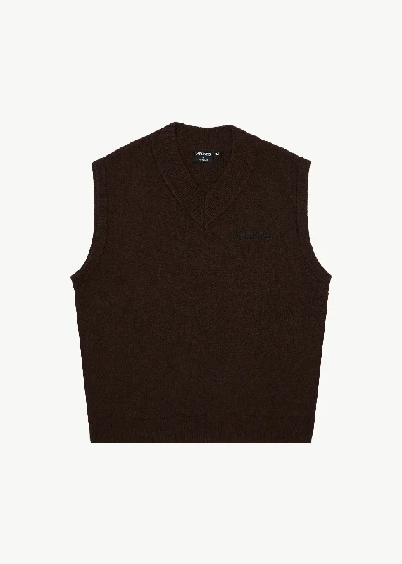 AFENDS Mens Gothic - Knit Vest - Coffee