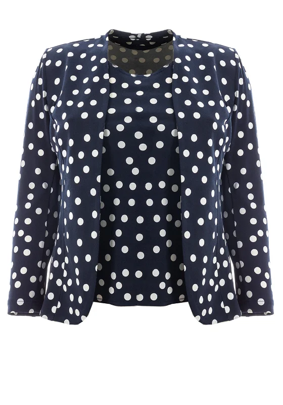 Georgedé Lea Polka Dot Twinset, Navy & White