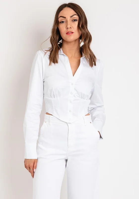 Guess Corset Shirt Top, White