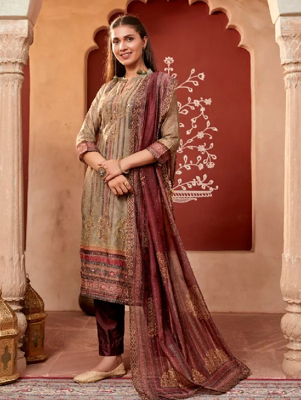 Digital Printed Silk Suit Set 3572