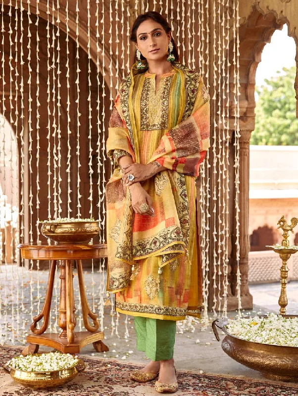 Digital Printed Silk Suit Set 3768