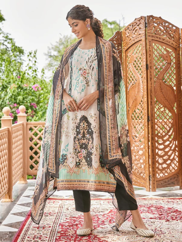 Digital Printed Silk Suit Set 3921