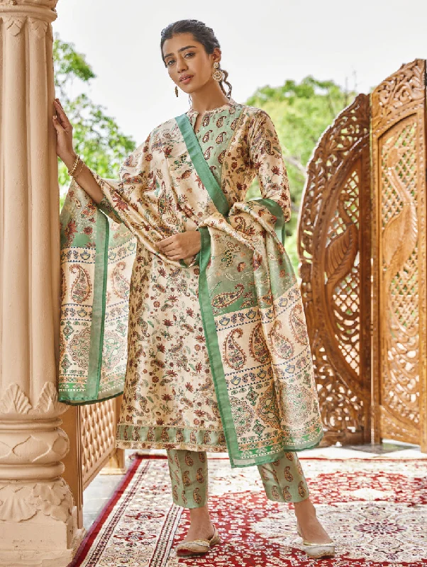 Digital Printed Silk Suit Set 3927