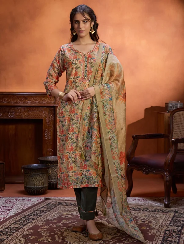 Digitally Printed Chanderi Silk Suit Set 4066