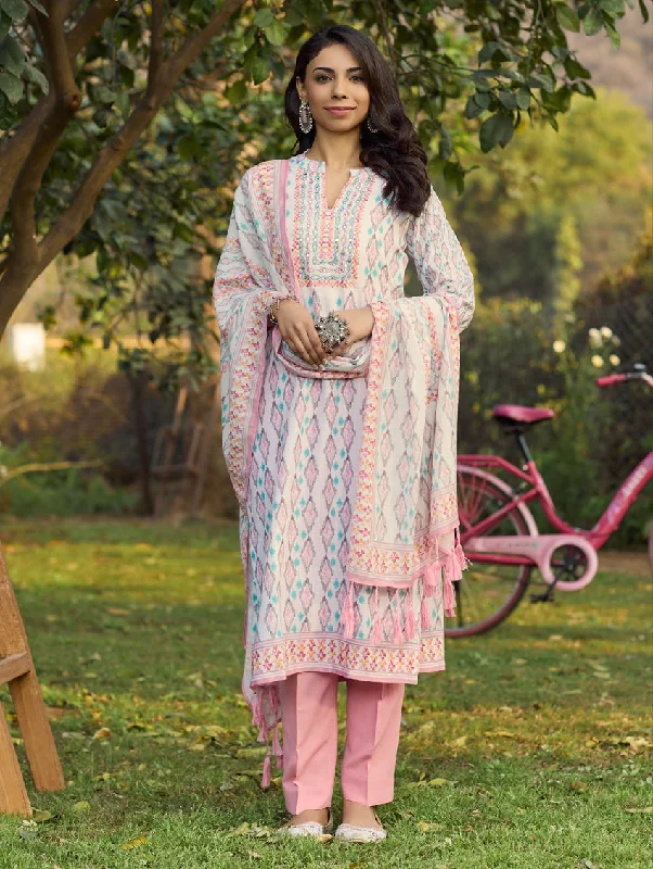 Digitally Printed Cotton Linen Suit Set 4037