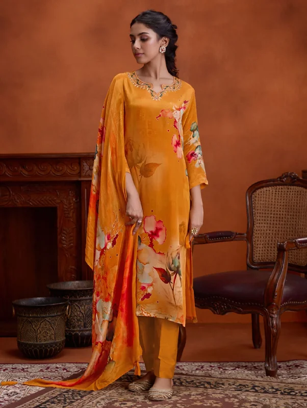 Digitally Printed Pure Natural Crepe Suit Set 4055