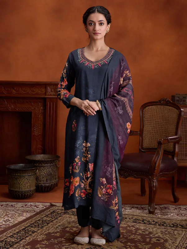 Digitally Printed Viscose Muslin Silk Suit Set 4054