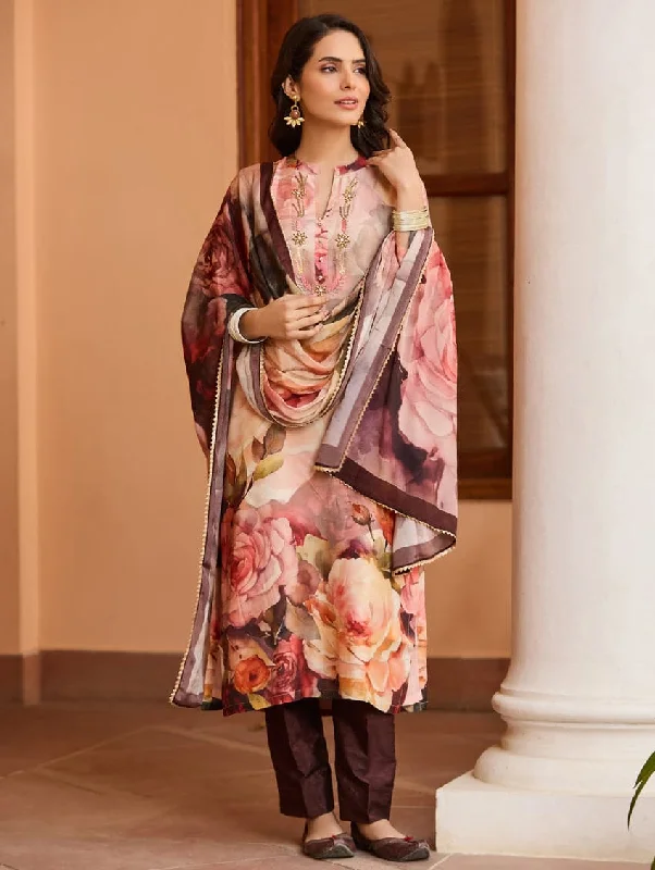 Digitally Printed Viscose Muslin Suit Set 4009