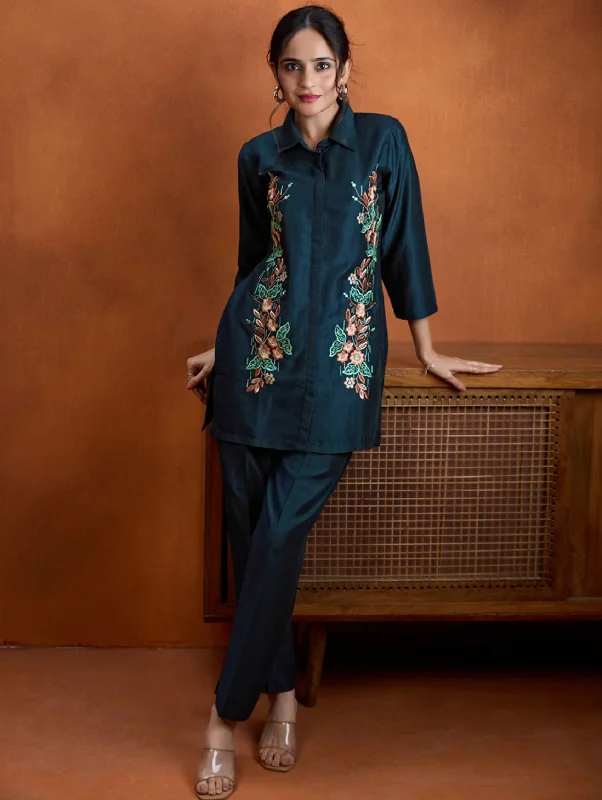 Embroidered Viscose Silk Co-Ord Set 4047