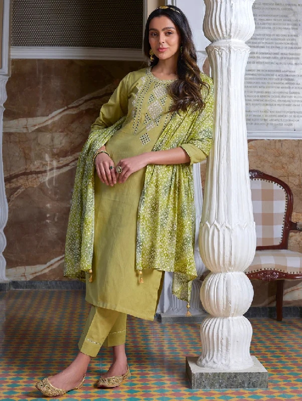 Embroidered Cotton Suit Set 3831