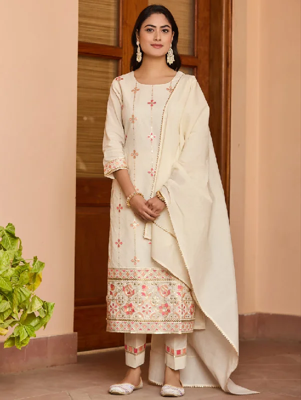 Embroidered Cotton Suit Set 3987