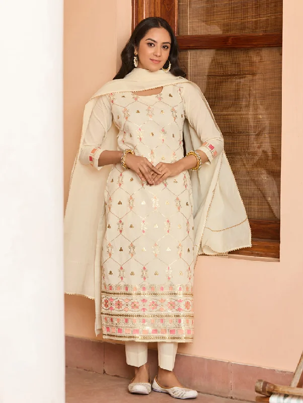 Embroidered Cotton Suit Set 3988