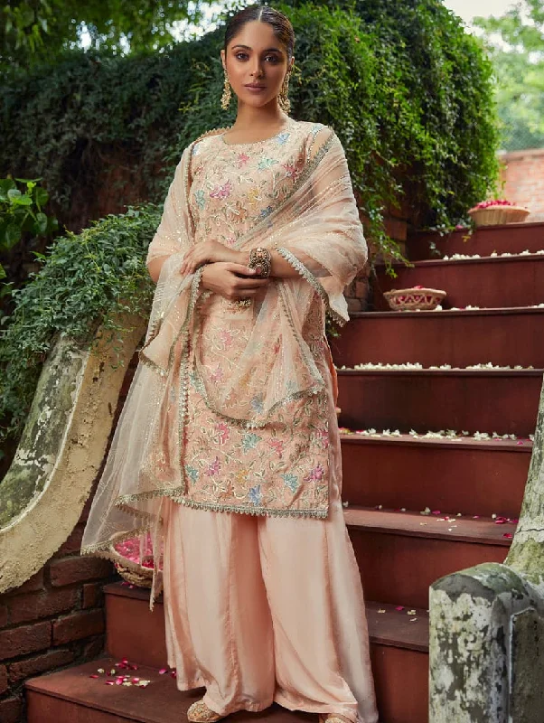 Embroidered Georgette Sharara Suit Set 3764