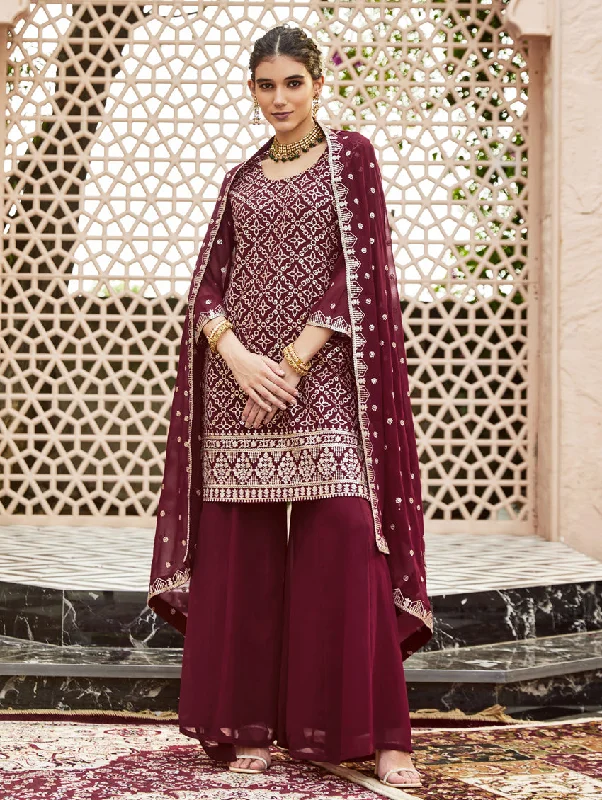 Embroidered Georgette Sharara Suit Set 3934