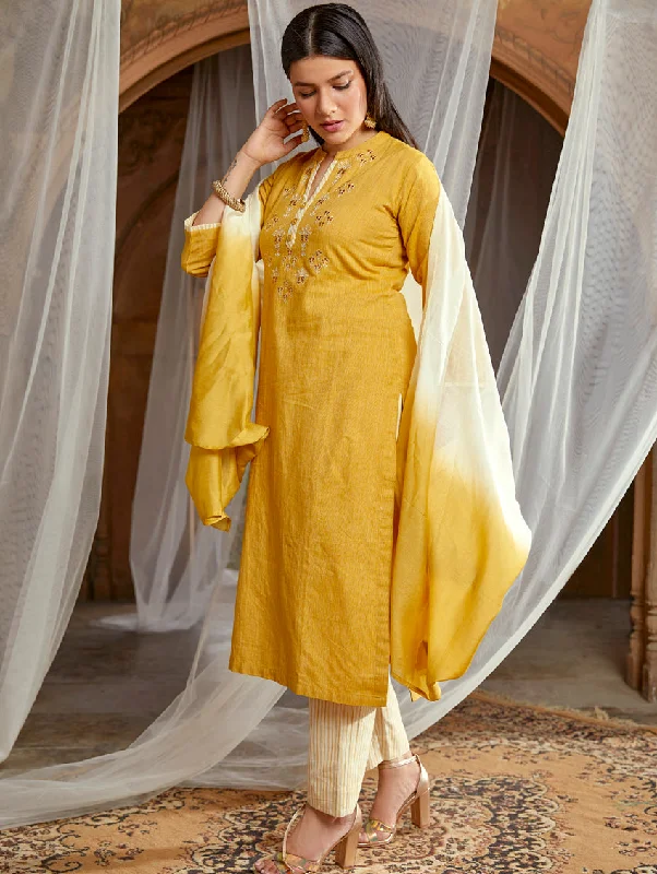 Embroidered Handloom Cotton Suit Set 3738