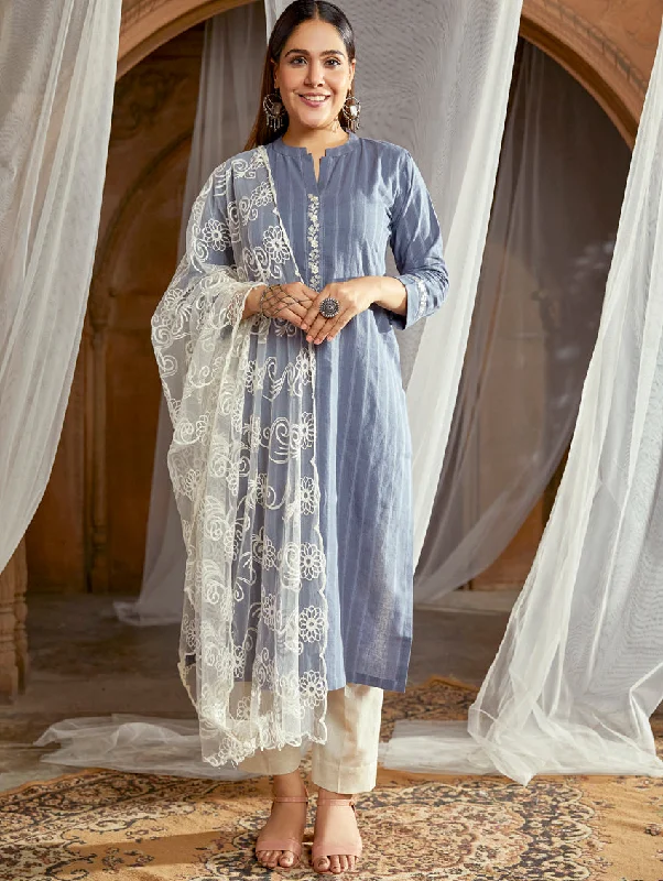 Embroidered Handloom Cotton Suit Set 3818