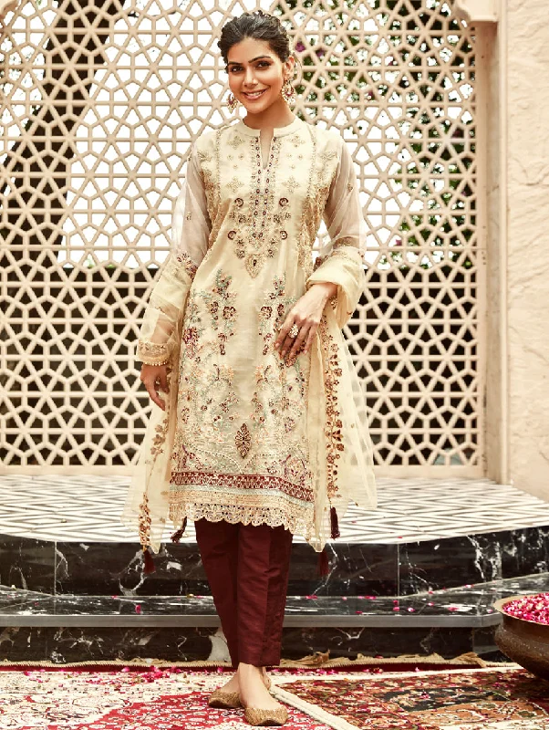 Embroidered Organza Silk Suit Set 3938