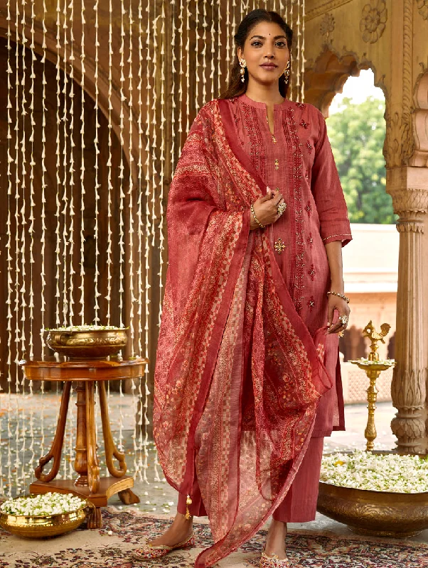 Embroidered Soft Silk Suit Set 3793