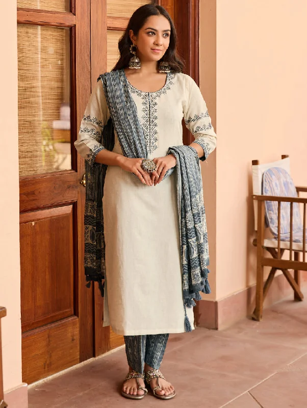 Embroidered Viscose Flex Suit Set 4029