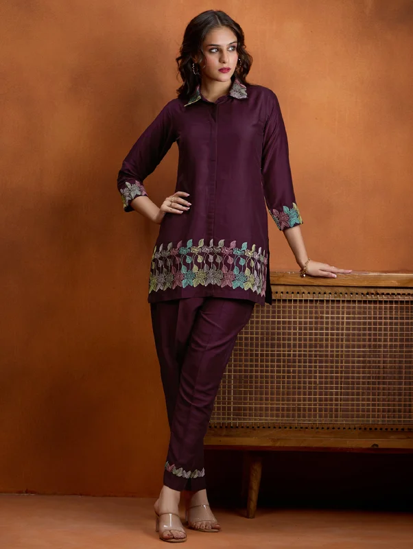 Embroidered Viscose Silk Co-Ord Set 4048