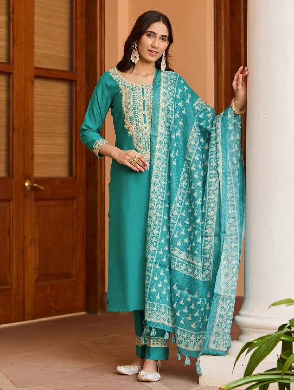 Embroidered Viscose Suit Set 4017