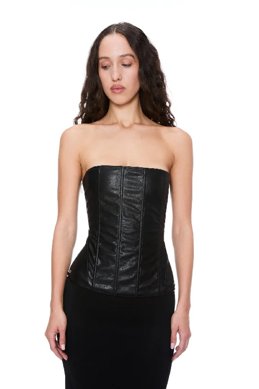 LIBRA CORSET - BLACK VEGAN LEATHER