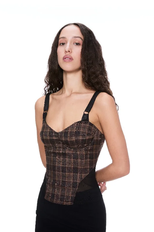 MARGUERITE CORSET - PLAID BROWN