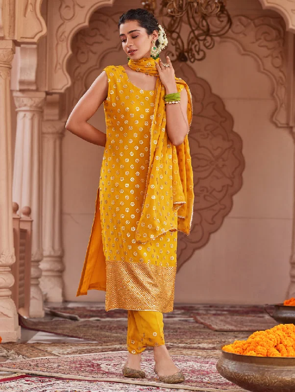 Mustard Viscose Georgette Suit Set 3955