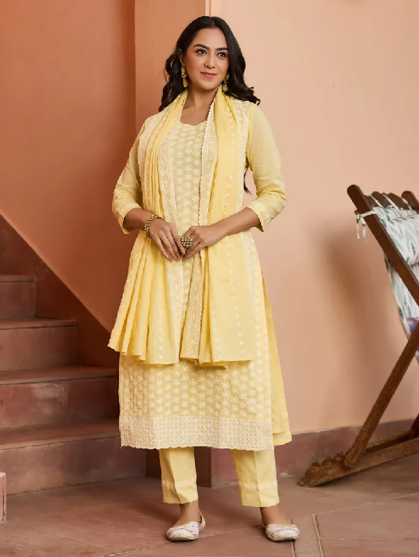 Schfilli-Embroidered Mul Cotton Suit Set 4001