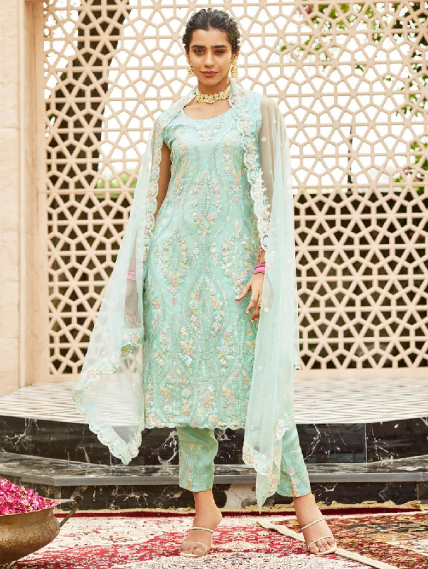 Sequence-Embroidered Net Suit Set 3941