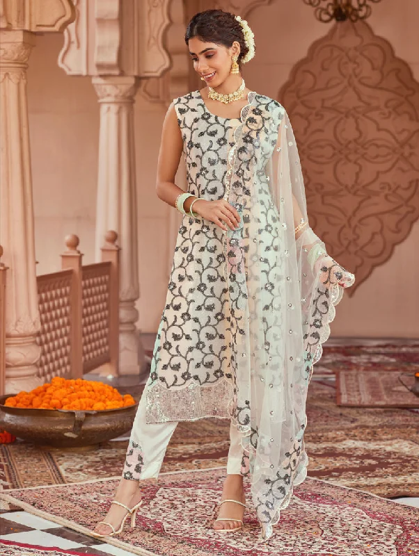 Sequence-Embroidered Net Suit Set 3963