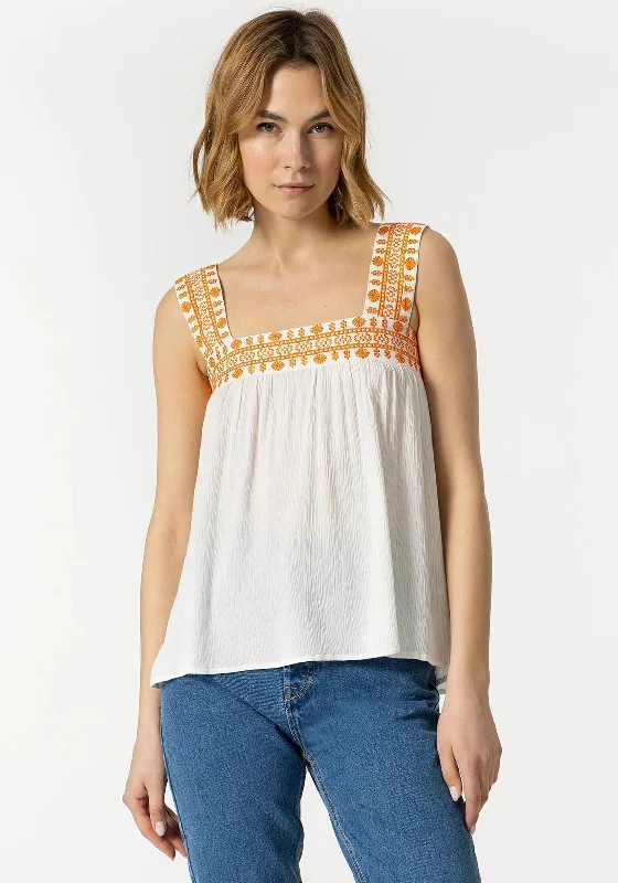 Tiffosi Janis Embroidered Crepe Vest Top, White