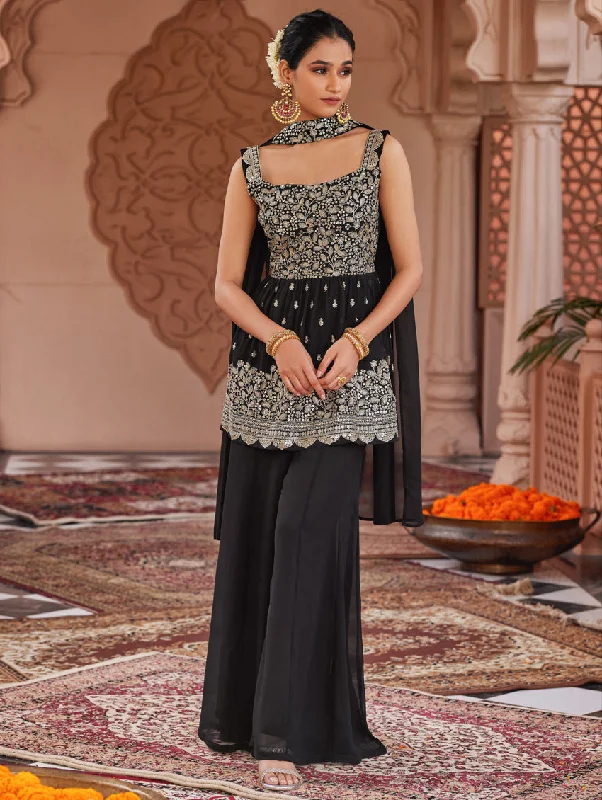 Zari Embroidered Peplum Sharara Suit Set 3961