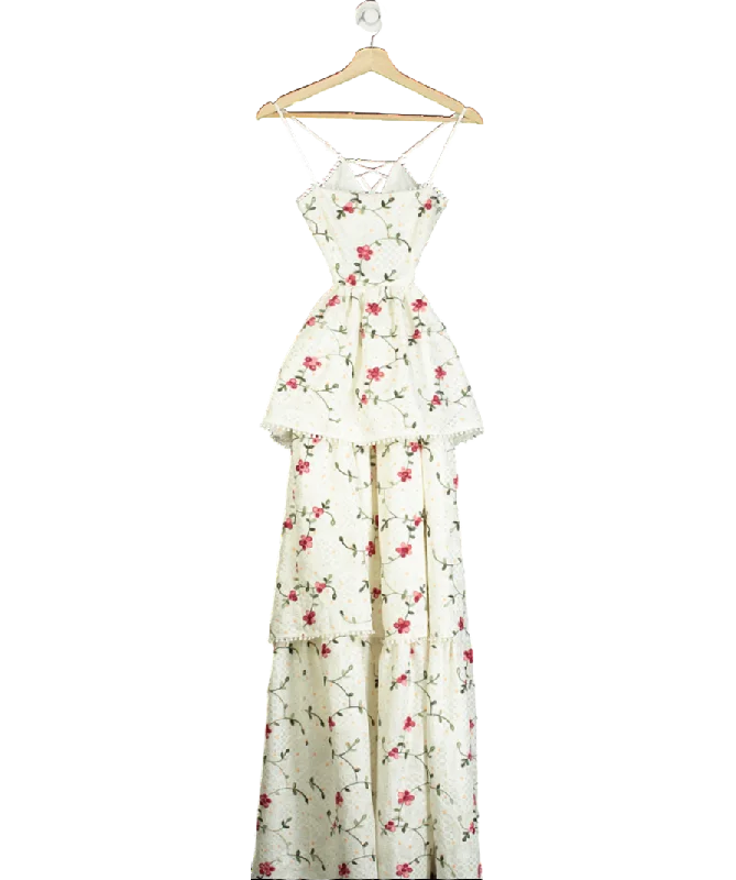 ALB Anne Louise White Ivory Rose Dress UK 8