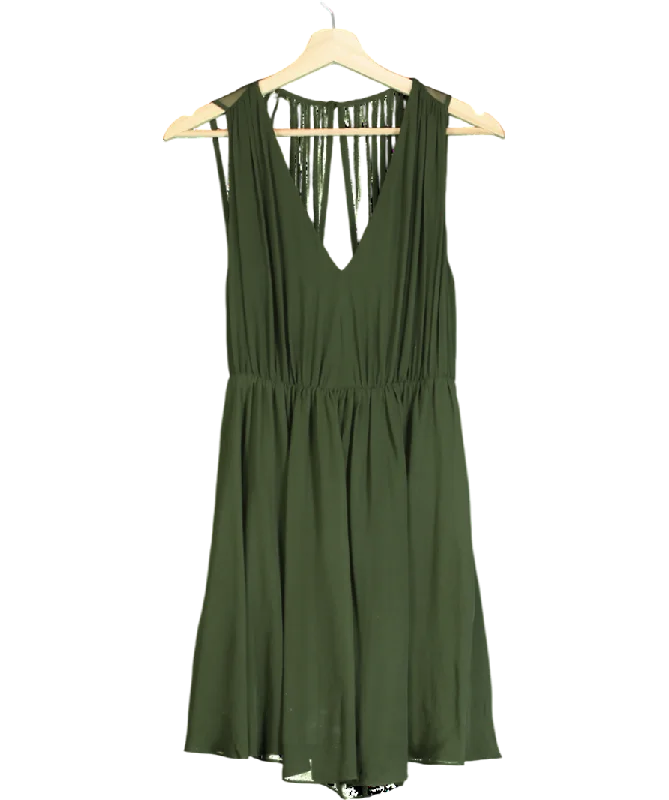 Alice + Olivia Green Halter Flirt Dress UK XS