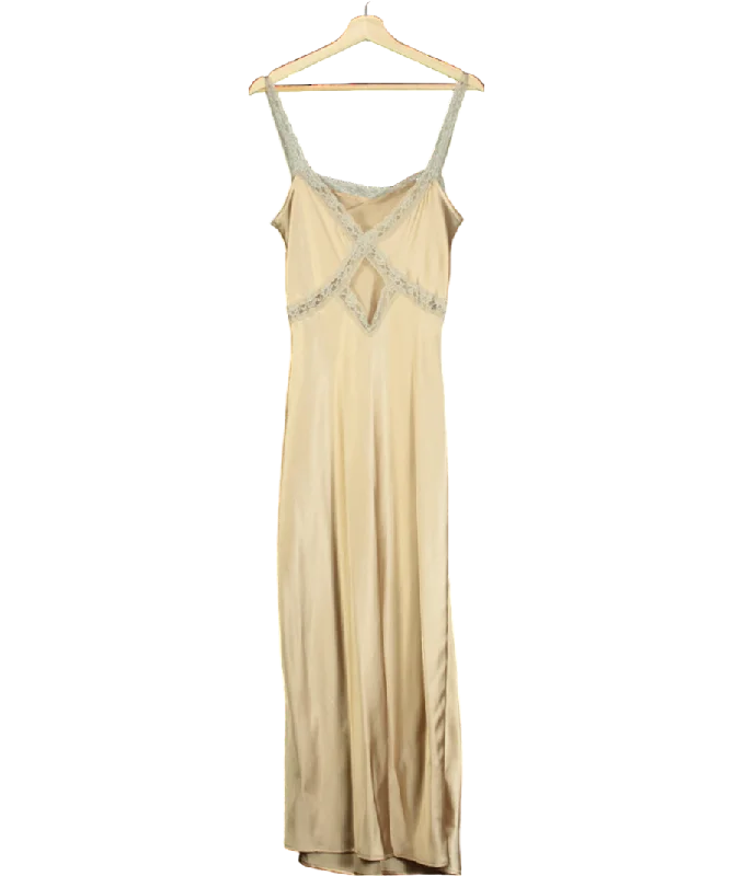 Anthropologie Beige Lace-trimmed Reversible Slip Dress UK S