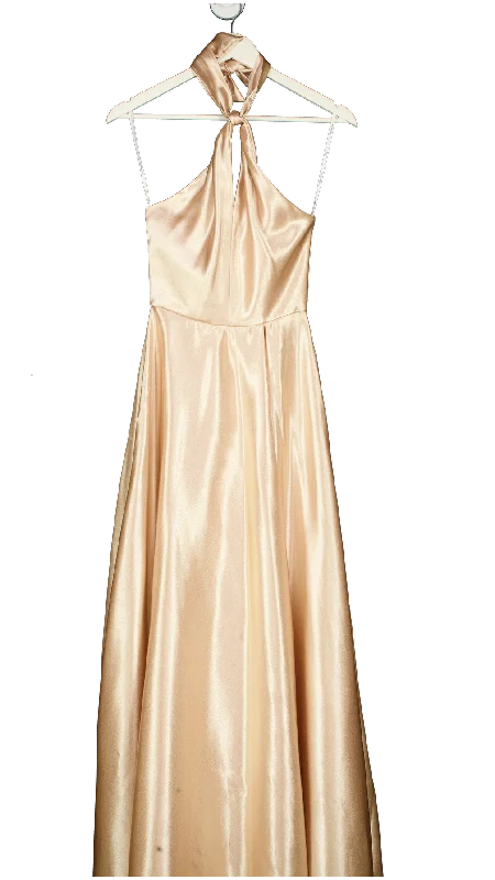 AW Bridal Beige Halterneck Satin A-line Floor Length Dress No Size